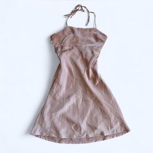 Pink Satin Halter Dress